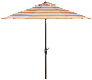 Safavieh Iris Umbrella Fashion Line UV Resistant 9' Auto Tilt Orange White Brown Metal Fsc-Certified Hardwood Polyester Aluminum PAT8004C 889048189751
