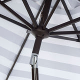 Safavieh Iris Umbrella Fashion Line UV Resistant 9' Auto Tilt Grey White Brown Metal Fsc-Certified Hardwood Polyester Aluminum PAT8004D 889048189768