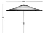 Safavieh Uv Resistant Iris Fashion Line 9Ft Auto Tilt Umbrella In Black White PAT8004E