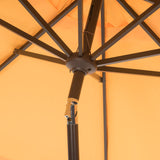 Safavieh Elegant Valance Umbrella UV Resistant 9' Auto Tilt Yellow White Brown Metal Fsc-Certified Hardwood Polyester Aluminum PAT8006B 889048189799