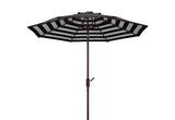 Safavieh Athens Inside Out Striped 9Ft Crank Outdoor Auto Tilt Umbrella Black Metal PAT8007K