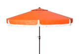 Safavieh Milan Fringe 9Ft Crank Outdoor Push Button Tilt Umbrella Orange Metal PAT8008O