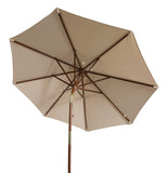 Safavieh Cannes Umbrella 9' Wooden Outdoor Beige Teak Brass Hardwood Polyester Brass Steel PAT8009A 889048316713