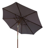 Safavieh Cannes Umbrella 9' Wooden Outdoor Grey Teak Brass Hardwood Polyester Brass Steel PAT8009B 889048316720