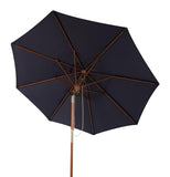 Safavieh Cannes Umbrella 9' Wooden Outdoor Navy Teak Brass Hardwood Polyester Brass Steel PAT8009C 889048316737