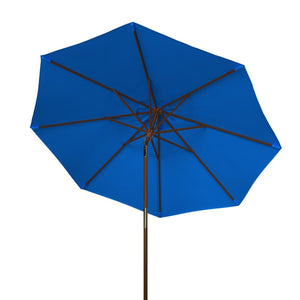 Safavieh Cannes 9Ft Wooden Outdoor Umbrella Pacific Blue Wood/Polyethylene Coating PAT8009P