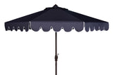 Safavieh Venice Umbrella Single Scallop 9' Crank Outdoor Auto Tilt Navy White Brown Metal Hardwood Polyester Aluminum PAT8010A 889048314870