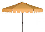 Safavieh Venice Umbrella Single Scallop 9' Crank Outdoor Auto Tilt Yellow White Brown Metal Hardwood Polyester Aluminum PAT8010D 889048314900