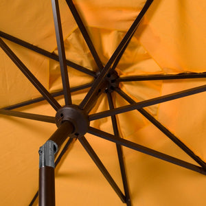 Safavieh Venice Umbrella Single Scallop 9' Crank Outdoor Auto Tilt Yellow White Brown Metal Hardwood Polyester Aluminum PAT8010D 889048314900