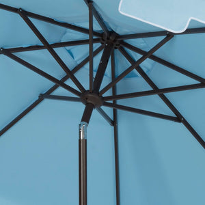 Safavieh Zimmerman 11Ft Rnd Market Umbrella Baby Blue / White  Metal PAT8100D