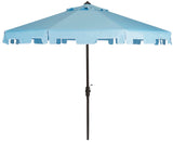 Safavieh Zimmerman 11Ft Rnd Market Umbrella Baby Blue / White  Metal PAT8100D