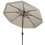 Safavieh Elegant Valance 11Ft Umbrella in Beige and White PAT8106C 889048710412