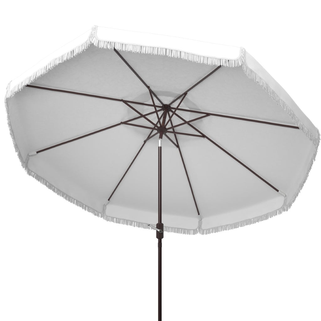Safavieh Milan Fringe 11Ft Umbrella in White PAT8108C 889048710450