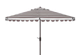 Safavieh Vienna 11Ft Crank Umbrella in Grey and White PAT8111B 889048710511