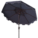 Safavieh Zimmerman 9Ft Dbletop Umbrella in Navy and White PAT8200A 889048710542
