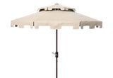 Safavieh Zimmerman 9Ft Double Top Market Umbrella In Beige White PAT8200C