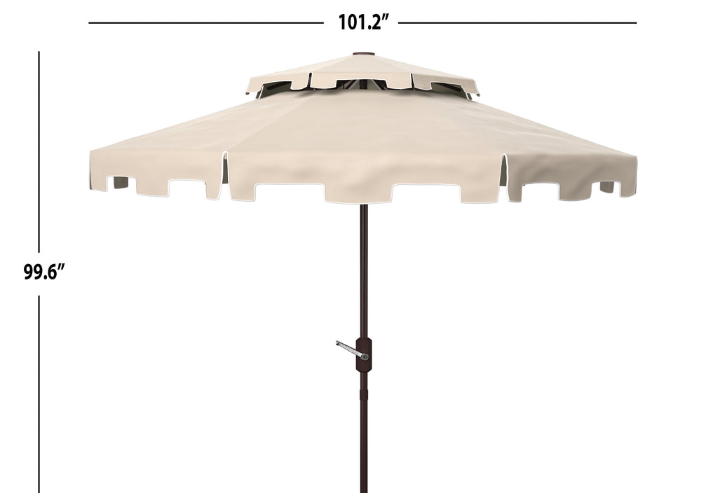 Safavieh Zimmerman 9Ft Double Top Market Umbrella In Beige White PAT8200C