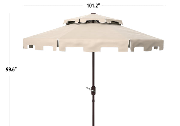 Safavieh Zimmerman 9Ft Double Top Market Umbrella In Beige White PAT8200C