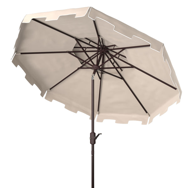 Safavieh Zimmerman 9Ft Double Top Market Umbrella In Beige White PAT8200C