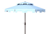 Safavieh Zimmerman 9Ft Double Top Market Umbrella Baby Blue / White  Metal PAT8200D