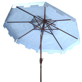 Safavieh Zimmerman 9Ft Double Top Market Umbrella Baby Blue / White  Metal PAT8200D
