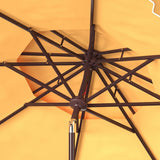 Safavieh Zimmerman 9Ft Double Top Market Umbrella Yellow/White Trim Metal PAT8200F