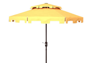 Safavieh Zimmerman 9Ft Double Top Market Umbrella Yellow/White Trim Metal PAT8200F