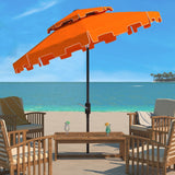 Safavieh Zimmerman 9Ft Double Top Market Umbrella Orange/White Trim Metal PAT8200G