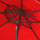 Safavieh Zimmerman 9Ft Double Top Market Umbrella Red/White Trim Metal PAT8200J