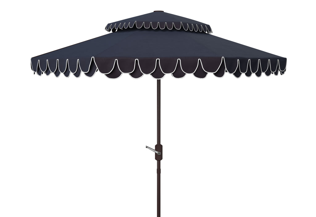 Safavieh Elegant Valance 9Ft Double Top Umbrella In Navy White PAT8206A