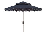 Safavieh Elegant Valance 9Ft Double Top Umbrella In Navy White PAT8206A