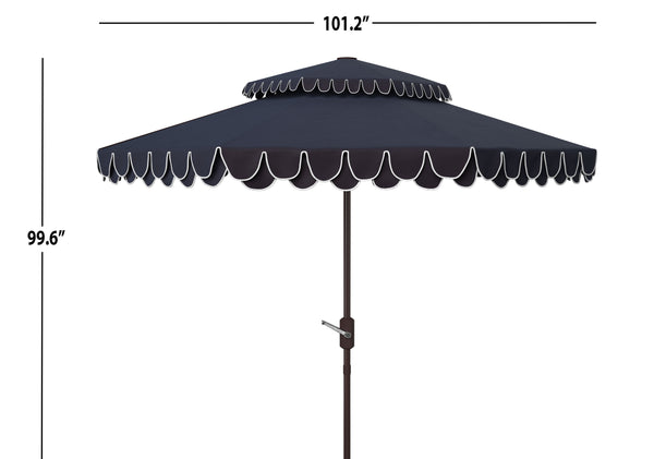 Safavieh Elegant Valance 9Ft Double Top Umbrella In Navy White PAT8206A