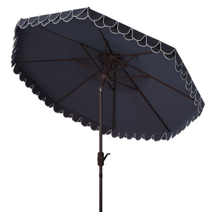 Safavieh Elegant Valance 9Ft Double Top Umbrella In Navy White PAT8206A