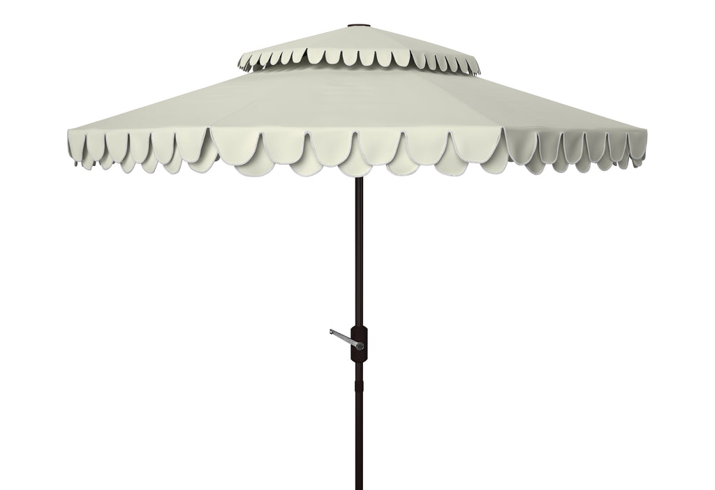 Safavieh Elegant 9Ft Dbletop Umbrella in Beige and White PAT8206C 889048710634