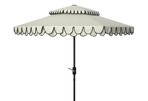 Safavieh Elegant 9Ft Dbletop Umbrella in White and Black PAT8206E 889048710641