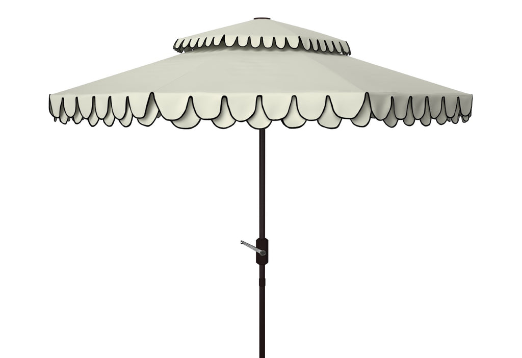 Safavieh Elegant 9Ft Dbletop Umbrella in White and Black PAT8206E 889048710641