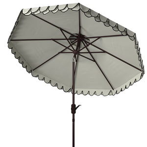 Safavieh Elegant 9Ft Dbletop Umbrella in White and Black PAT8206E 889048710641
