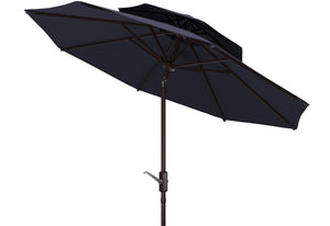 Safavieh Athens 9Ft Dbletop Umbrella in Navy and White PAT8207A 889048710658