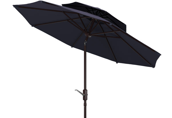 Safavieh Athens 9Ft Dbletop Umbrella in Navy and White PAT8207A 889048710658