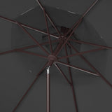 Safavieh Milan Fringe 9Ft Double Top Crank Umbrella Grey Metal PAT8208B