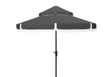 Safavieh Milan Fringe 9Ft Double Top Crank Umbrella Grey Metal PAT8208B