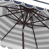 Safavieh Vienna 9Ft Dbletop Umbrella in Navy and White PAT8211C 889048710740