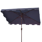 Safavieh Zimmerman 6.5X10 Rect Umbrella in Navy and White PAT8300A 889048710764