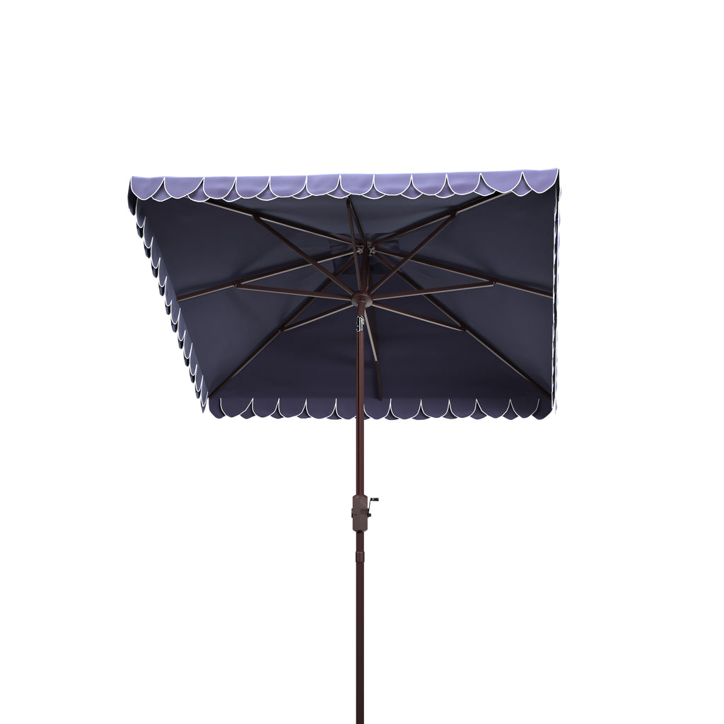 Safavieh Elegant 7.5' Square Umbrella in Navy and White PAT8406A 889048711068