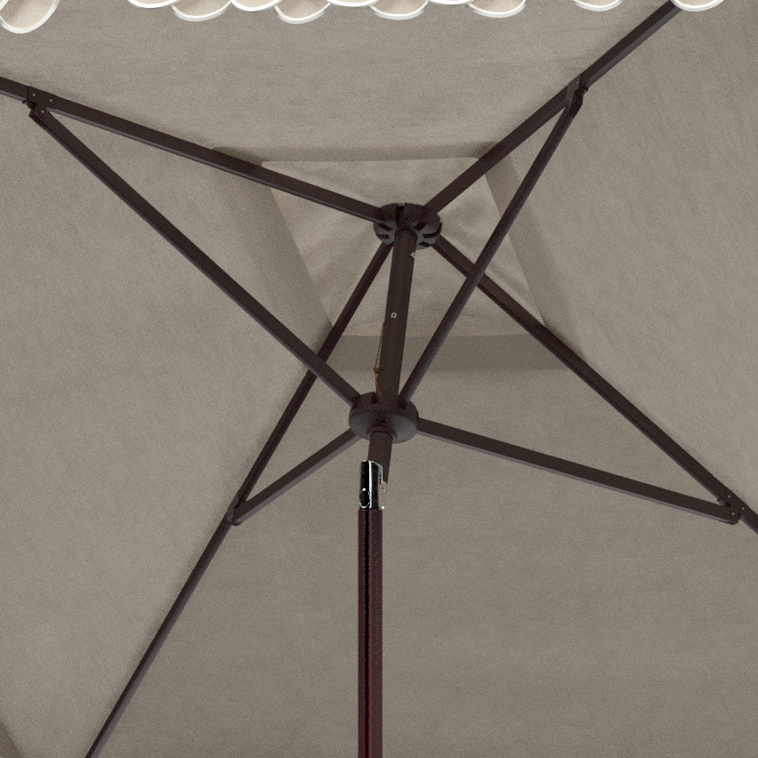 Safavieh Elegant 7.5' Square Umbrella in Beige and White PAT8406C 889048711075