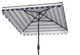 Safavieh Vienna 7.5'Square Umbrella in Navy and White PAT8411C 889048711181