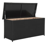 Safavieh Cosima Storage Box 53" 13 Gallon Outdoor Black PE Ratan Wood Steel PAT9002A 889048306165