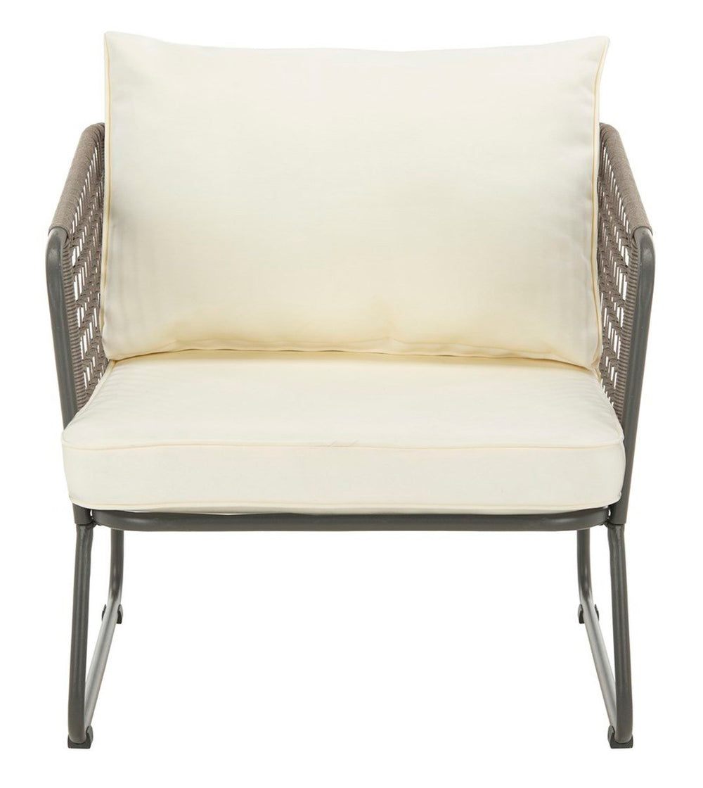 Safavieh Benjin 4 Piece Living Set Grey White Rattan PE Rattan 100% Polyester Foam Steel PAT9003A