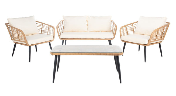 Harrley 4 Piece Living Set - Elegant Rattan Outdoor Furniture for Chic Patios and Relaxing Decks
