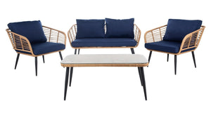 Harrley 4 Piece Living Set - Elegant Rattan Outdoor Furniture for Chic Patios and Relaxing Decks